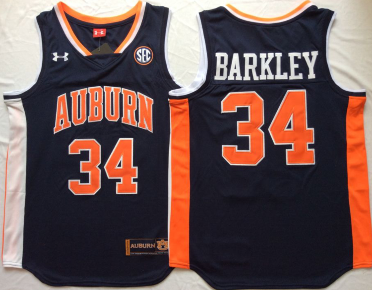NCAA Men Auburn Tigers Blue #34 BARKLEY